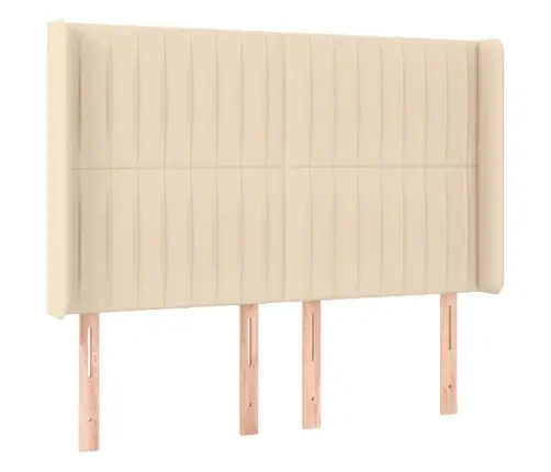 Gultas Galvgalis Ar Led, 147X16X118/128 Cm, Krēmkrāsas Audums Vidaxl