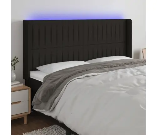 Gultas Galvgalis Ar Led, 183X16X118/128 Cm, Melns Audums Vidaxl