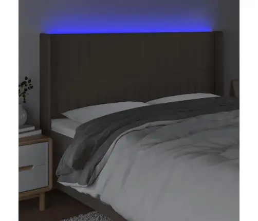 Gultas Galvgalis Ar Led, 183X16X118/128 Cm, Pelēkbrūns Audums Vidaxl
