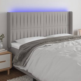 Gultas Galvgalis Ar Led, 203X16X118/128 Cm, Gaiši Pelēks Audums Vidaxl