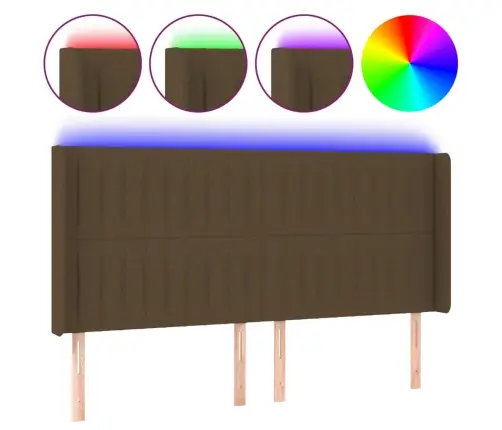 Gultas Galvgalis Ar Led, 203X16X118/128 Cm, Tumši Brūns Audums Vidaxl