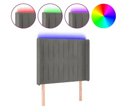 Gultas Galvgalis Ar Led, 83X16X118/128 Cm, Gaiši Pelēks Samts Vidaxl