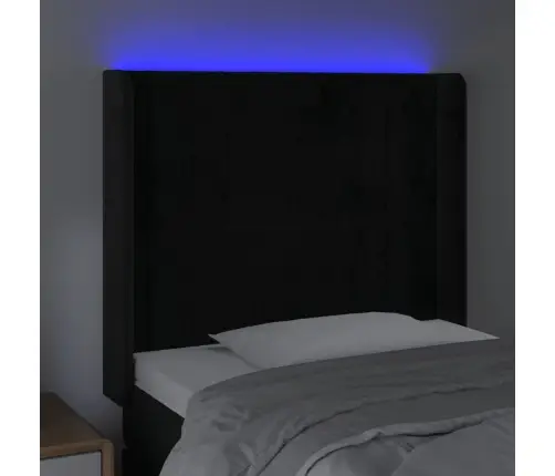 Led-Voodipeats, Must, 83X16X118/128 cm Samet Led-Voodipeats, Must, 83X16X118/128 cm Samet