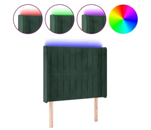 Gultas Galvgalis Ar Led, 83X16X118/128 Cm, Tumši Zaļš Samts Vidaxl