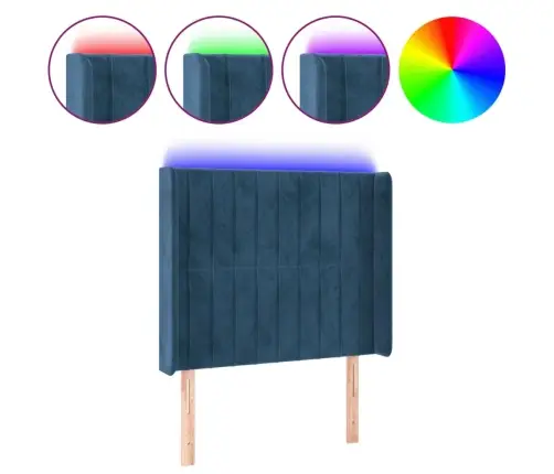 Gultas Galvgalis Ar Led, 83X16X118/128 Cm, Tumši Zils Samts Vidaxl