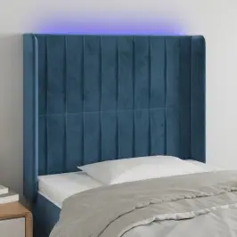 Gultas Galvgalis Ar Led, 83X16X118/128 Cm, Tumši Zils Samts Vidaxl