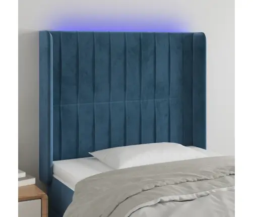Gultas Galvgalis Ar Led, 83X16X118/128 Cm, Tumši Zils Samts Vidaxl