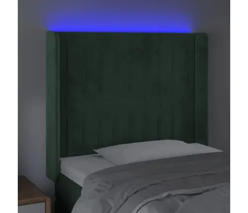 Gultas Galvgalis Ar Led, 93X16X118/128 Cm, Tumši Zaļš Samts Vidaxl