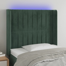Gultas Galvgalis Ar Led, 93X16X118/128 Cm, Tumši Zaļš Samts Vidaxl