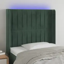 Gultas Galvgalis Ar Led, 93X16X118/128 Cm, Tumši Zaļš Samts Vidaxl