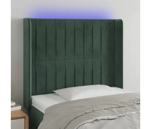 Gultas Galvgalis Ar Led, 93X16X118/128 Cm, Tumši Zaļš Samts Vidaxl