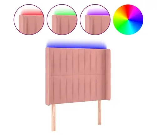 Galvūgalis Su Led, Rožinės Spalvos, 93X16X118/128cm Aksomas