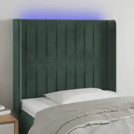 Gultas Galvgalis Ar Led, 103X16X118/128 Cm, Tumši Zaļš Samts Vidaxl