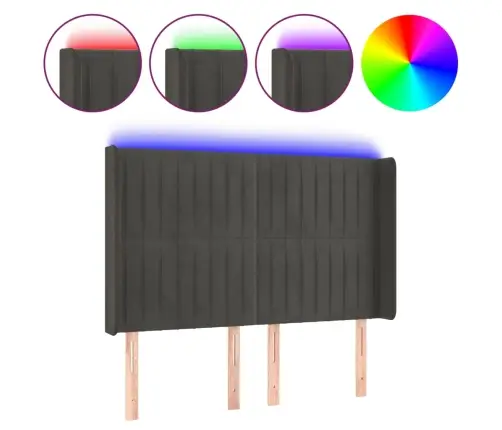 Gultas Galvgalis Ar Led, 147X16X118/128 Cm, Tumši Pelēks Samts Vidaxl
