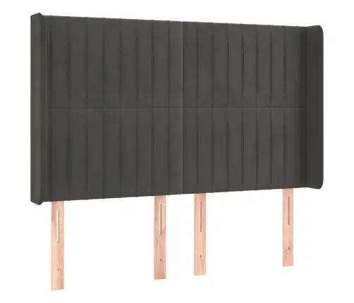 Gultas Galvgalis Ar Led, 147X16X118/128 Cm, Tumši Pelēks Samts Vidaxl