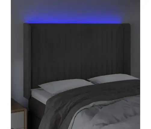 Gultas Galvgalis Ar Led, 147X16X118/128 Cm, Tumši Pelēks Samts Vidaxl