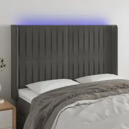 Gultas Galvgalis Ar Led, 147X16X118/128 Cm, Tumši Pelēks Samts Vidaxl