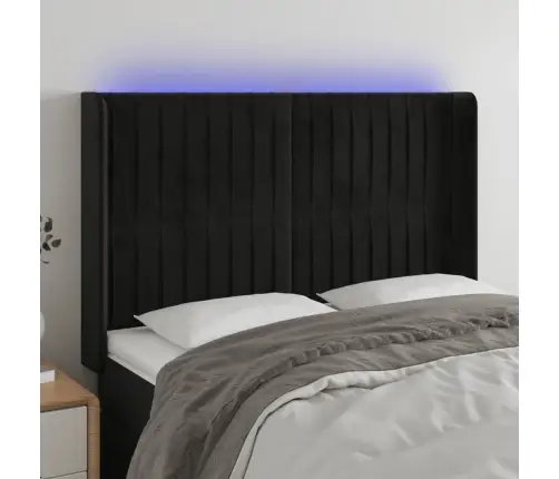 Galvūgalis Su Led, Juodos Spalvos, 147X16X118/128cm Aksomas