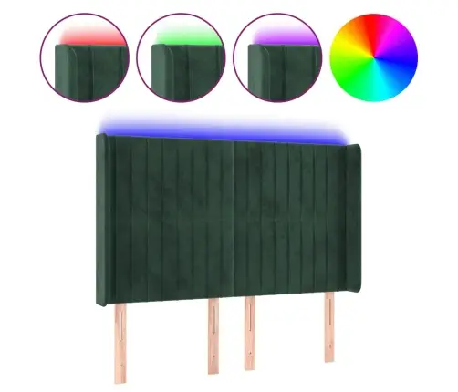 Gultas Galvgalis Ar Led, 147X16X118/128 Cm, Tumši Zaļš Samts Vidaxl