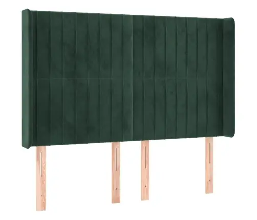 Gultas Galvgalis Ar Led, 147X16X118/128 Cm, Tumši Zaļš Samts Vidaxl