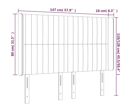Gultas Galvgalis Ar Led, 147X16X118/128 Cm, Tumši Zaļš Samts Vidaxl