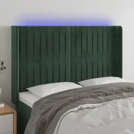 Gultas Galvgalis Ar Led, 147X16X118/128 Cm, Tumši Zaļš Samts Vidaxl