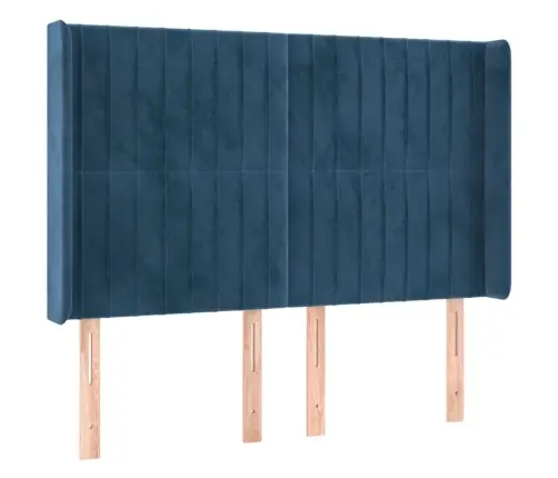 Gultas Galvgalis Ar Led, 147X16X118/128 Cm, Tumši Zils Samts Vidaxl