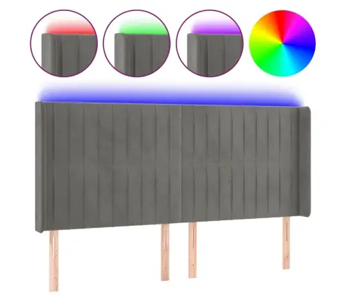 Led-Voodipeats, Helehall, 163X16X118/128 cm Samet