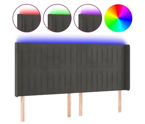 Led-Voodipeats, Tumehall, 163X16X118/128 cm Samet