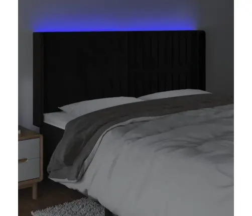Galvūgalis Su Led, Juodos Spalvos, 163X16X118/128cm Aksomas