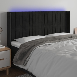 Galvūgalis Su Led, Juodos Spalvos, 163X16X118/128cm Aksomas