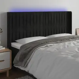 Galvūgalis Su Led, Juodos Spalvos, 163X16X118/128cm Aksomas