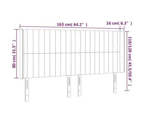 Gultas Galvgalis Ar Led, 163X16X118/128 Cm, Tumši Zaļš Samts Vidaxl