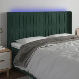 Gultas Galvgalis Ar Led, 163X16X118/128 Cm, Tumši Zaļš Samts Vidaxl