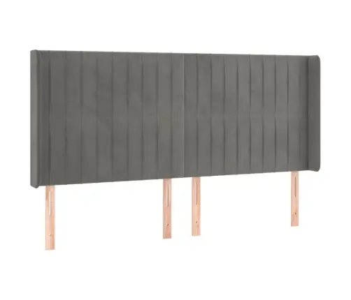 Gultas Galvgalis Ar Led, 183X16X118/128 Cm, Gaiši Pelēks Samts Vidaxl