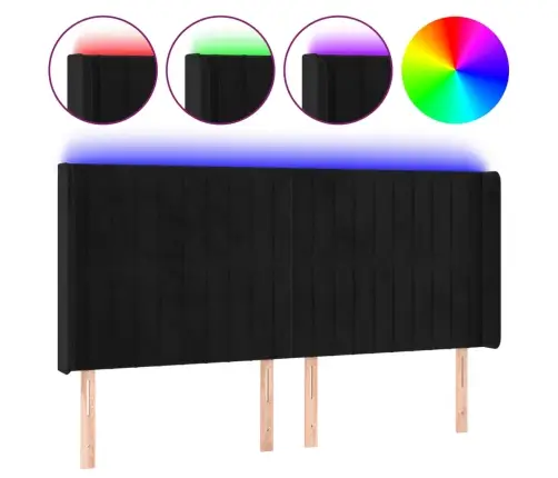 Galvūgalis Su Led, Juodos Spalvos, 183X16X118/128cm Aksomas