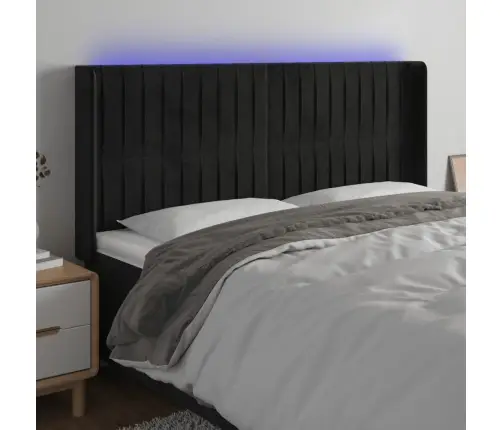 Galvūgalis Su Led, Juodos Spalvos, 183X16X118/128cm Aksomas