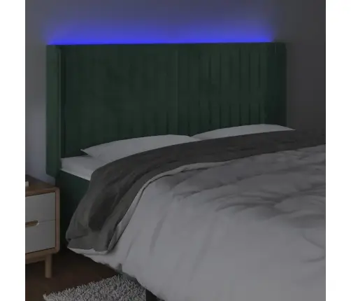 Gultas Galvgalis Ar Led, 183X16X118/128 Cm, Tumši Zaļš Samts Vidaxl