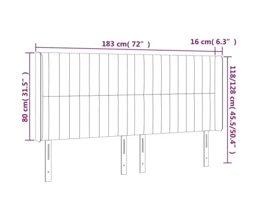 Gultas Galvgalis Ar Led, 183X16X118/128 Cm, Tumši Zaļš Samts Vidaxl