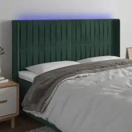 Gultas Galvgalis Ar Led, 183X16X118/128 Cm, Tumši Zaļš Samts Vidaxl