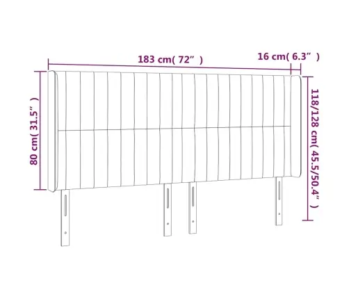 Gultas Galvgalis Ar Led, 183X16X118/128 Cm, Tumši Zils Samts Vidaxl