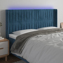 Gultas Galvgalis Ar Led, 183X16X118/128 Cm, Tumši Zils Samts Vidaxl
