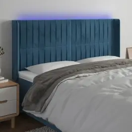Gultas Galvgalis Ar Led, 183X16X118/128 Cm, Tumši Zils Samts Vidaxl