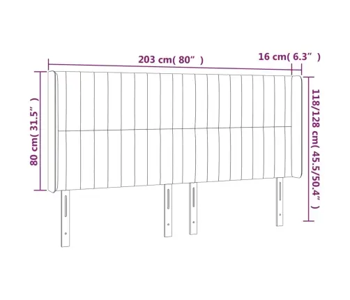 Gultas Galvgalis Ar Led, 203X16X118/128 Cm, Tumši Zaļš Samts Vidaxl