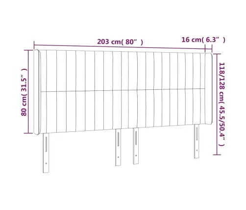 Gultas Galvgalis Ar Led, 203X16X118/128 Cm, Tumši Zaļš Samts Vidaxl