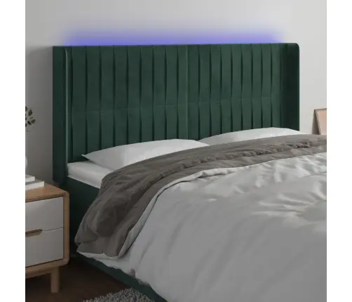 Gultas Galvgalis Ar Led, 203X16X118/128 Cm, Tumši Zaļš Samts Vidaxl