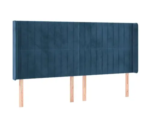 Gultas Galvgalis Ar Led, 203X16X118/128 Cm, Tumši Zils Samts Vidaxl