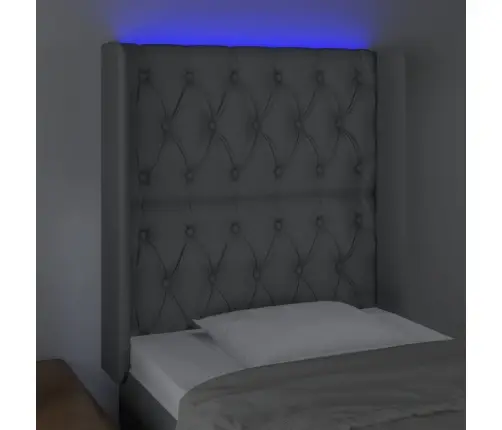 Gultas Galvgalis Ar Led, 83X16X118/128 Cm, Gaiši Pelēks Audums Vidaxl