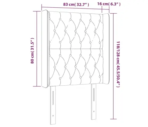 Gultas Galvgalis Ar Led, 83X16X118/128 Cm, Gaiši Pelēks Audums Vidaxl
