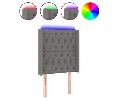 Gultas Galvgalis Ar Led, 83X16X118/128 Cm, Tumši Pelēks Audums Vidaxl